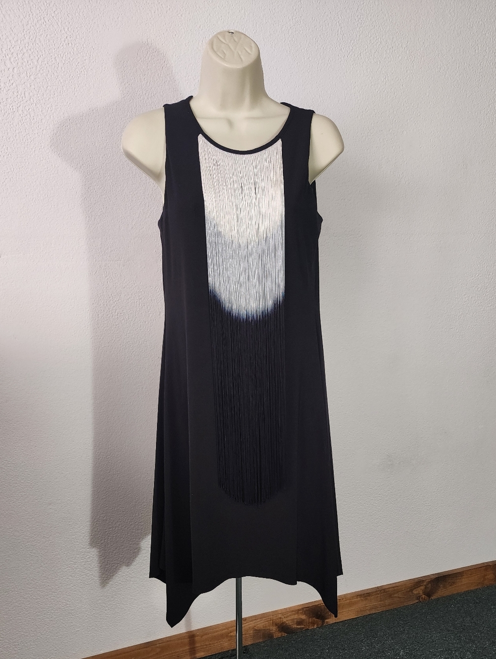 Ronni Nicole Dress Sleeveless Fringed Panel Black Size 6 - Picture 7 of 15